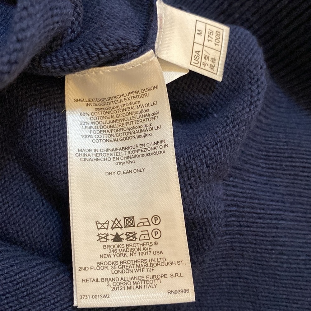 Men’s Vintage Brooks Brothers Red Fleece Navy Cardigan Medium EUC - Picture 3 of 3